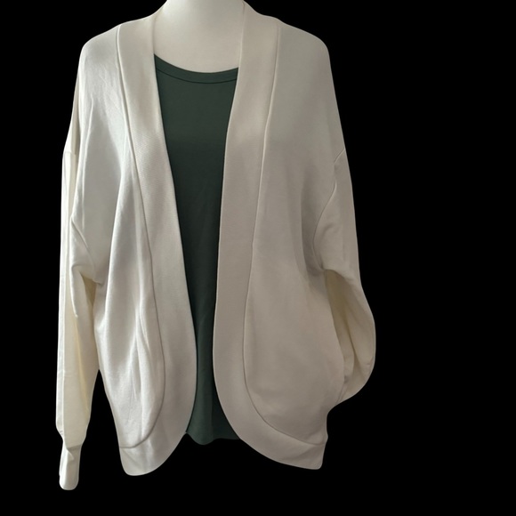 French Terry Cardigan Cream Sz XS - Picture 2 of 15